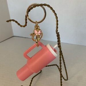 Tumbler Cup Keychain Bag Charm Pink Butterfly Accessory